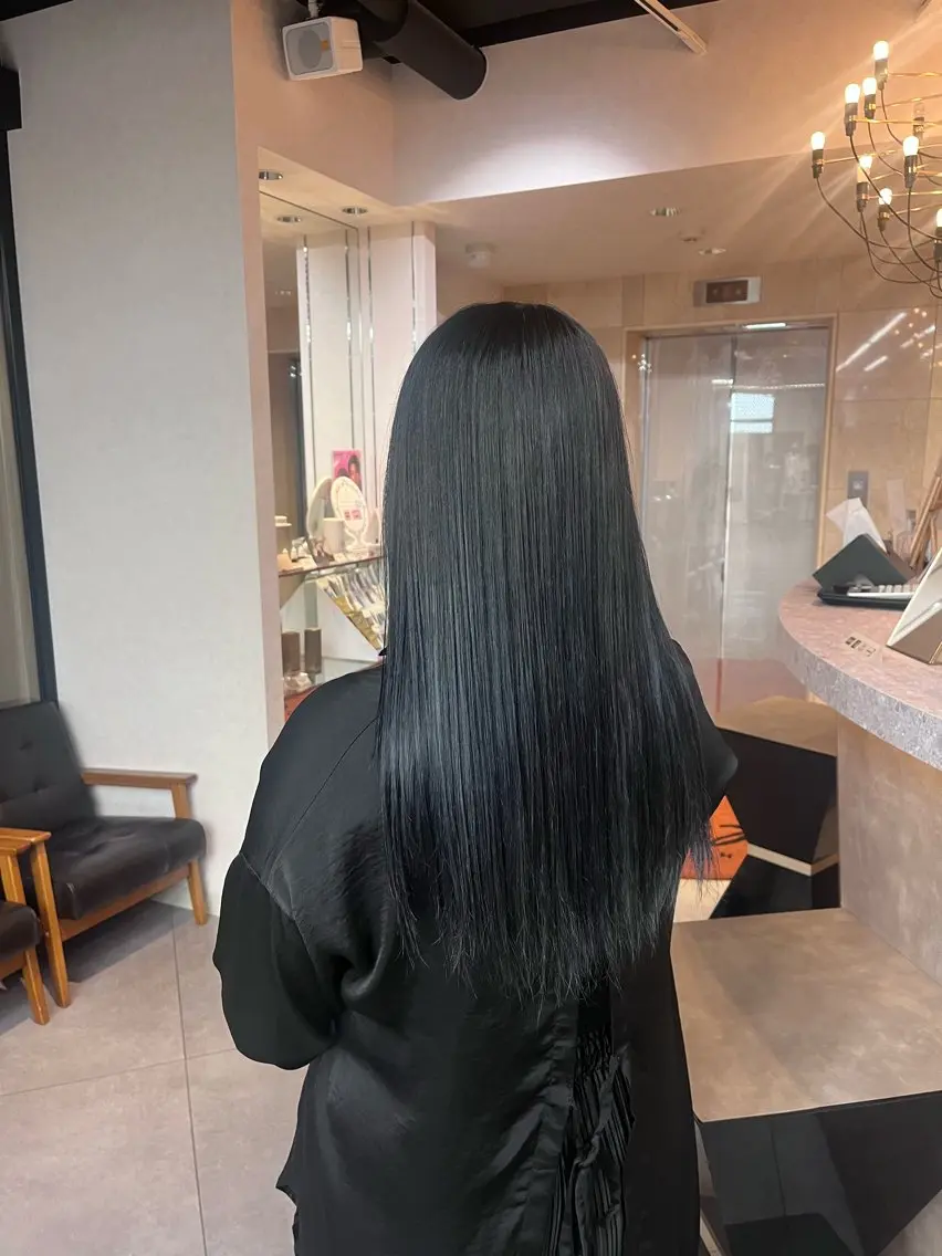 ロング カラー ブルーカラー ネイビーカラー み ゆのヘアスタイル