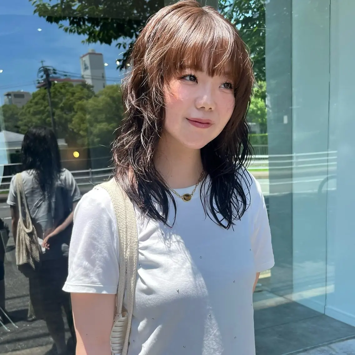 ミディアム パーマ ミディアムパーマ レイヤーカット カット パーマ トリートメント yuumi/大濠🪷 顔周り/ハイトーンのヘアスタイル
