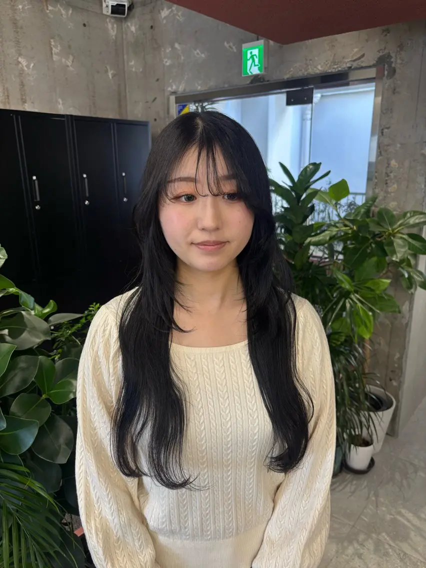 ロング 顔周りカット レイヤーカット カット トリートメント ほらぐちるい𖤐 /レイヤー/ツヤ感のヘアスタイル