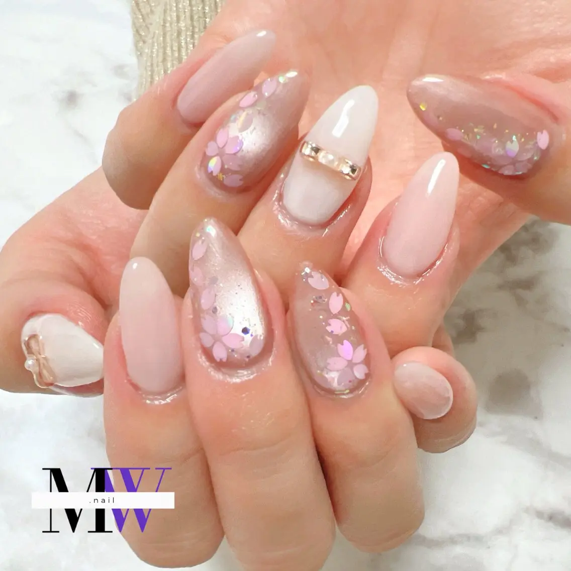 ネイル 桜ネイル マグネットネイル MW .nailのネイルデザイン
