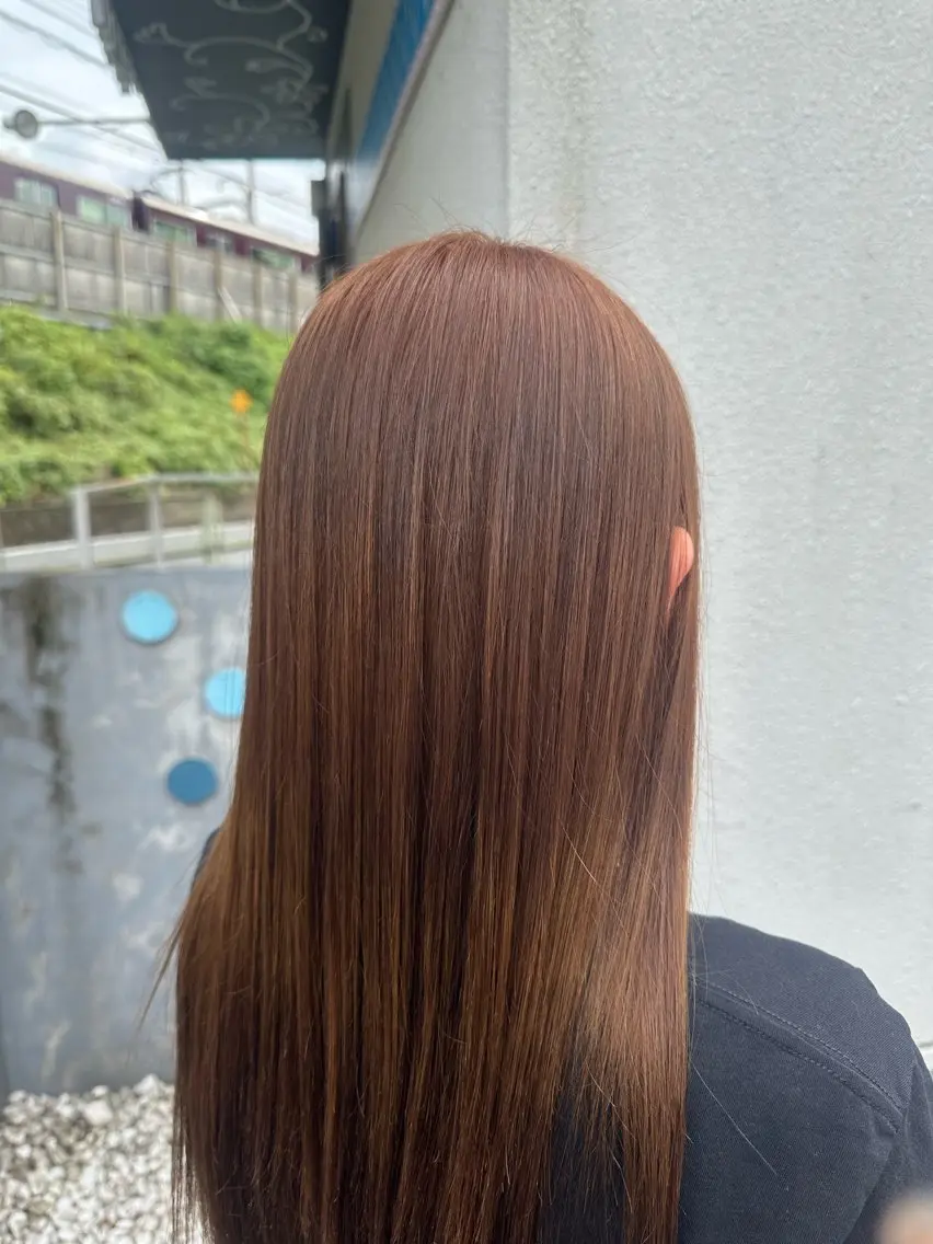 ロング カラー ブラウンカラー ダブルカラー オレンジ オレンジブラウン ヘアカラー 安達 望のヘアスタイル