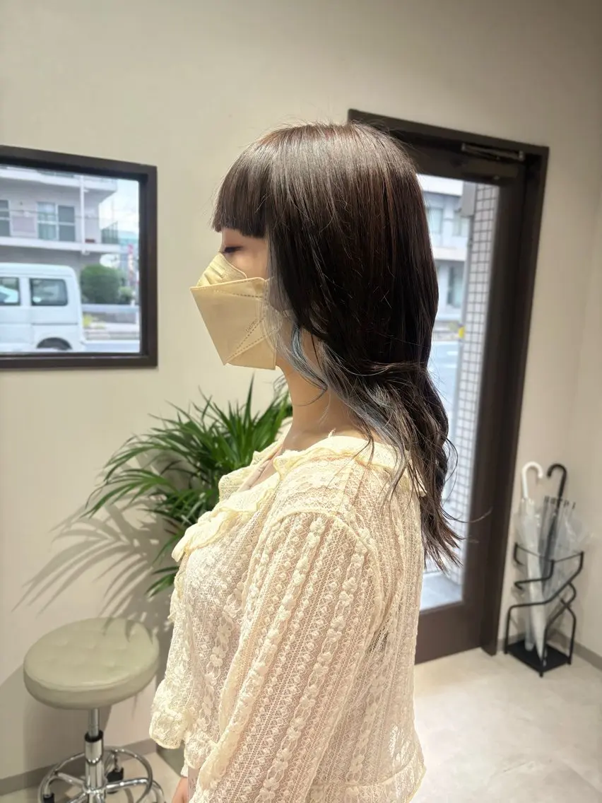 ロング カラー ブルーカラー ブルーグレー ヘアカラー 🐼 こゆきのヘアスタイル