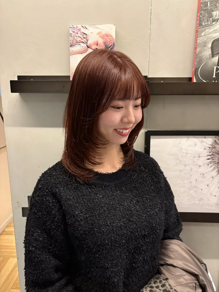 セミロング カラー ヘアカラー トリートメント ヘアセット 垢抜け/レイヤー /艶カラー🪼風香のヘアスタイル