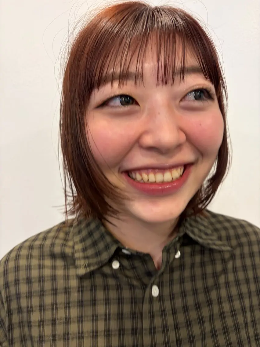 ミディアム カラー ヘアカラー Nico☺︎🎀YU ボブ/カットのヘアスタイル