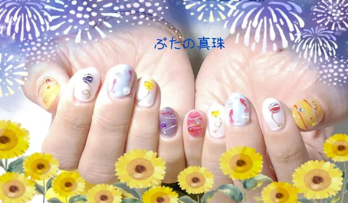 ネイル ヨーヨーネイル ハンドネイル 林 珠里のネイルデザイン