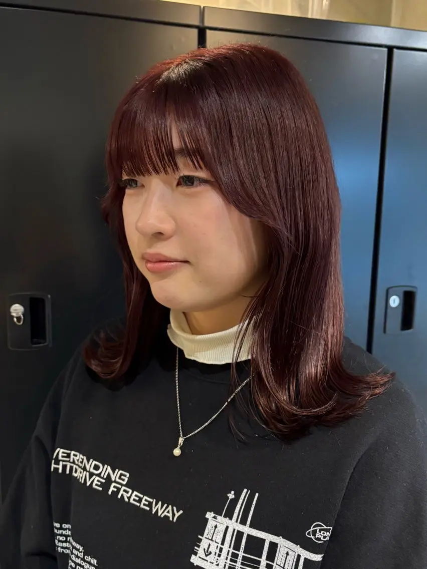 セミロング カラー ブリーチ ラベンダーカラー ラベンダーピンク ブリーチなしカラー オレンジ レイヤー/メンズ/ kaedeのヘアスタイル