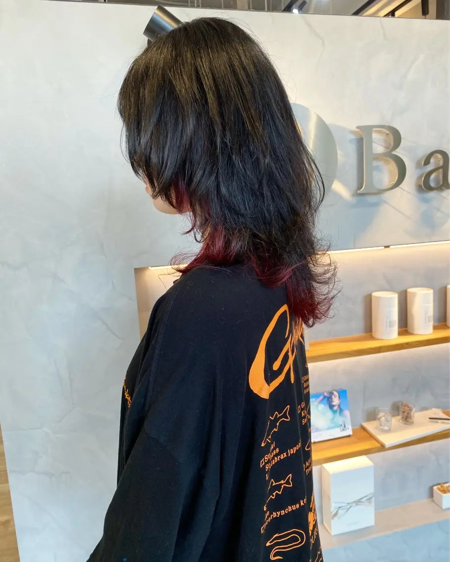 ミディアム カラー カット ヘアカラー 福田 ボブ.ウルフのヘアスタイル