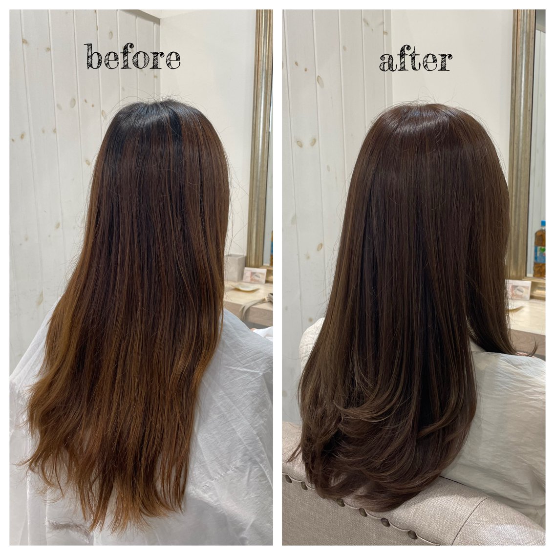 ロング カラー アッシュ アッシュグレー アッシュグレージュ グレージュ レイヤーカット カット ヘアカラー トリートメント PutiLuca 浅川のヘアスタイル