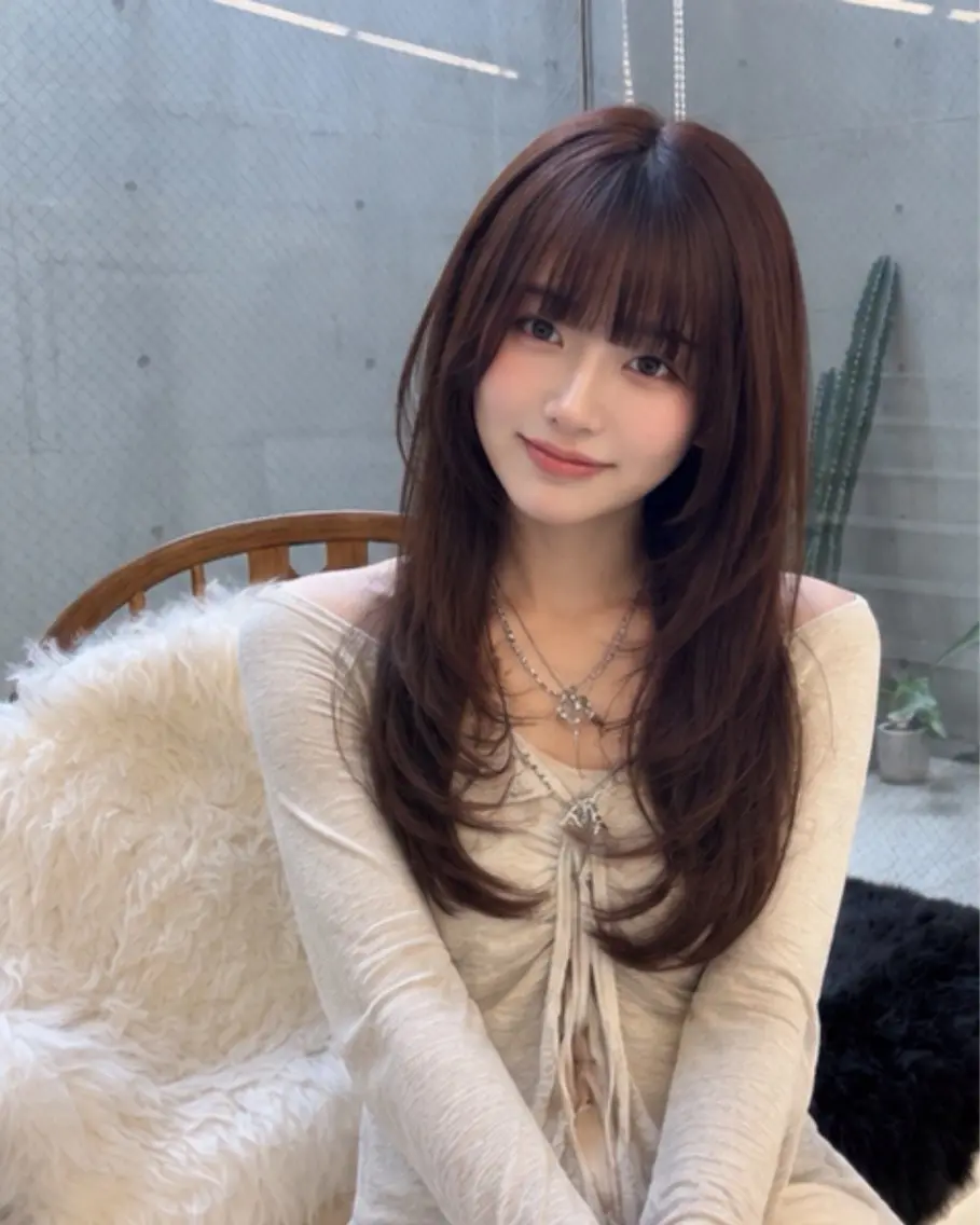 セミロング ハッシュカット 韓国風ヘア レイヤーカット トリートメント カット pia 薬院のヘアスタイル
