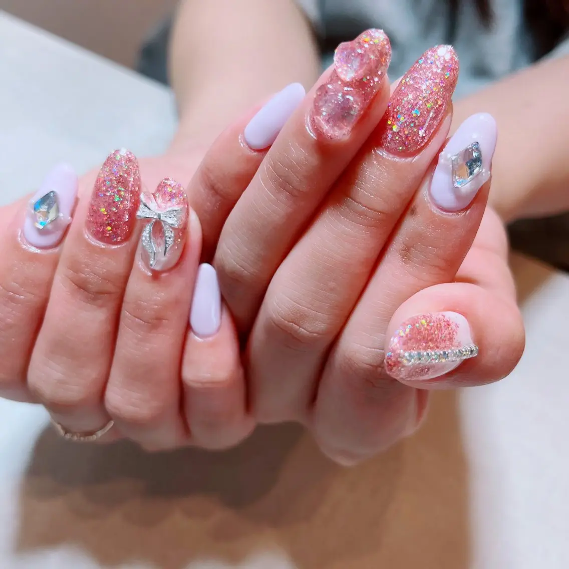 ネイル クリアネイル ハート キラキラネイル RUI ☆のネイルデザイン