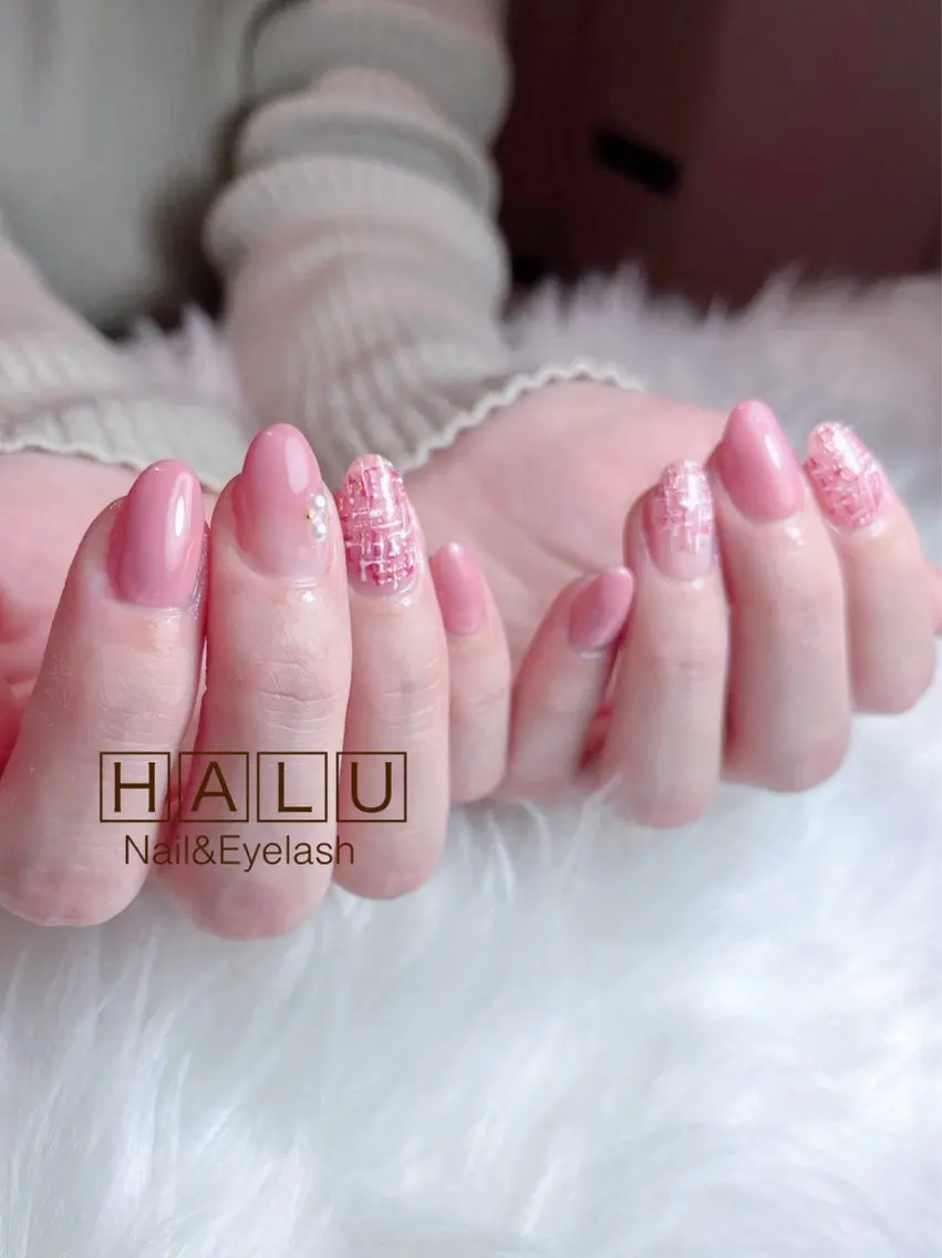 ネイル 春ネイル ツイードネイル HALU ハルのネイルデザイン
