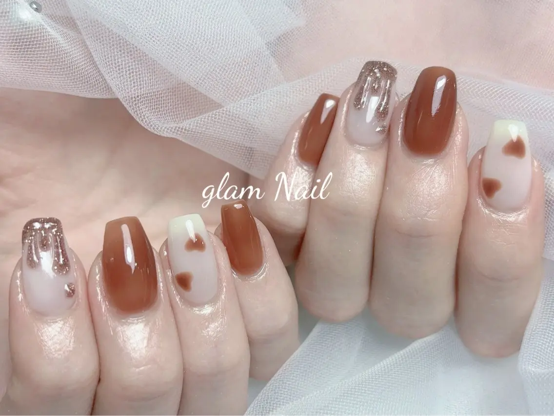 ネイル エツメ💅 長さ出し🎀デザインのネイルデザイン