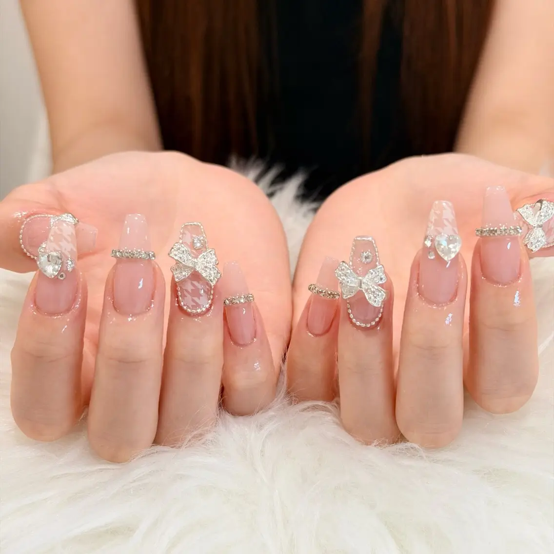ネイル フレンチネイル ジェルネイル グラデーション 韓国ネイル ロングネイル ハンドネイル Luci Nailのネイルデザイン