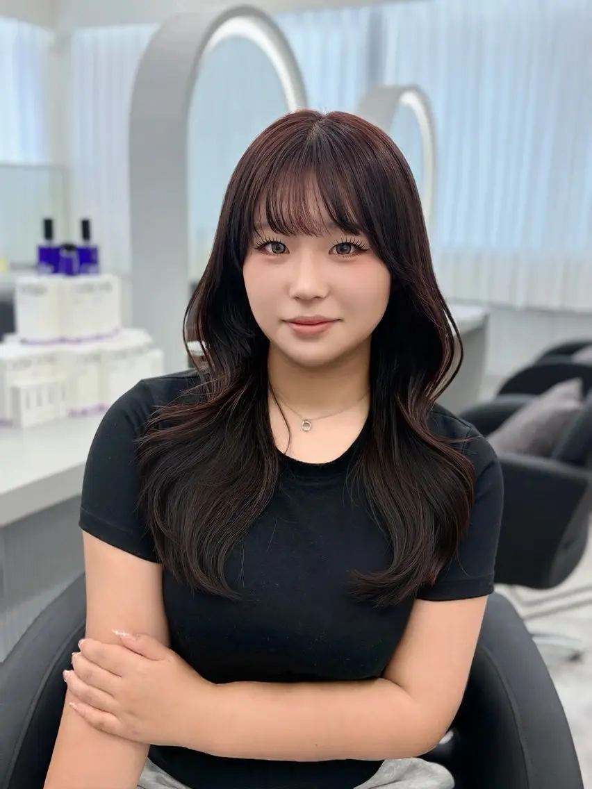 ロング ピンクブラウン ヘアカラー トリートメント かもみゆ/ブラウン /ベージュ/髪質改善のヘアスタイル