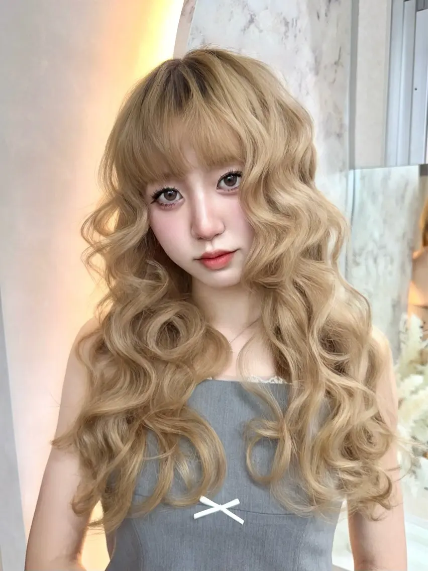 🌱🤍ブリーチなし 透明感カラー＋最高級レミーエクステ40枚＋1step トリートメント 🌫️❕韓国巻き🌱🤍の写真