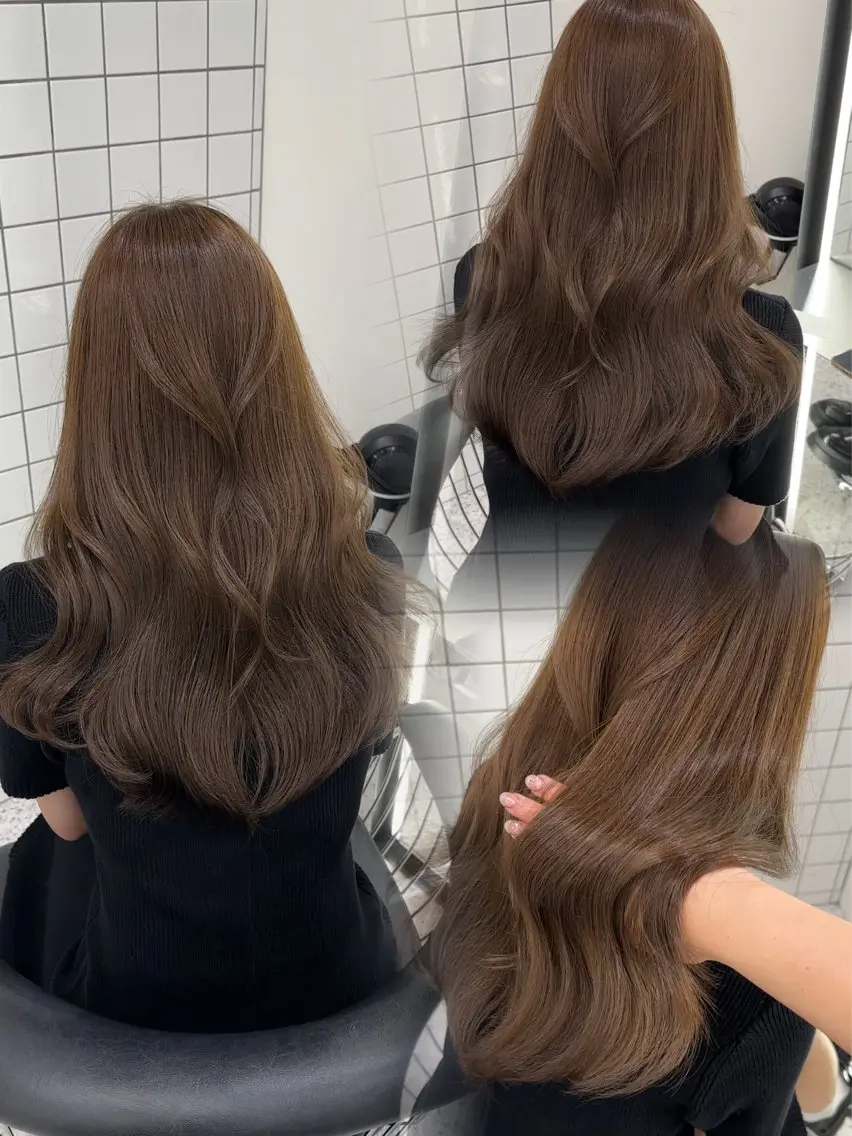 ロング カラー ヘアカラー ブリーチなしヘーゼル 🤎透明感カラー 唯のヘアスタイル