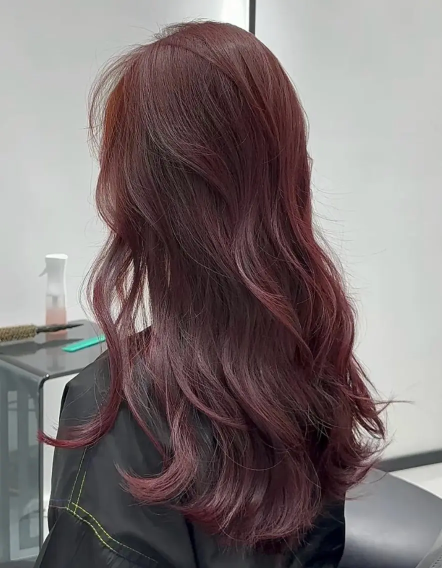 ロング ヘアカラー トリートメント ♡⃛₊ワンカラー/ ツヤボルドー♡⃛にこのヘアスタイル