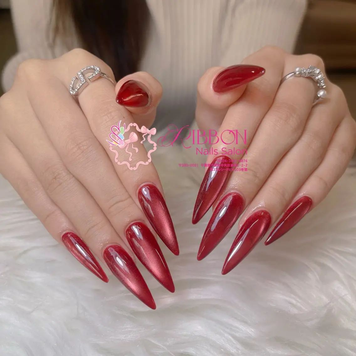 ネイル フレンチネイル ジェルネイル マグネットネイル 持ち込み ニュアンスネイル ハンドネイル Ribbonnail salonのネイルデザイン