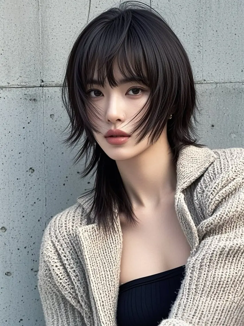 ミディアム ショートボブ ミディアムレイヤー ミディアムパーマ アッシュ ボブ カット ヘアカラー トリートメント ウルフカット 811 大阪梅田 ウルフのヘアスタイル