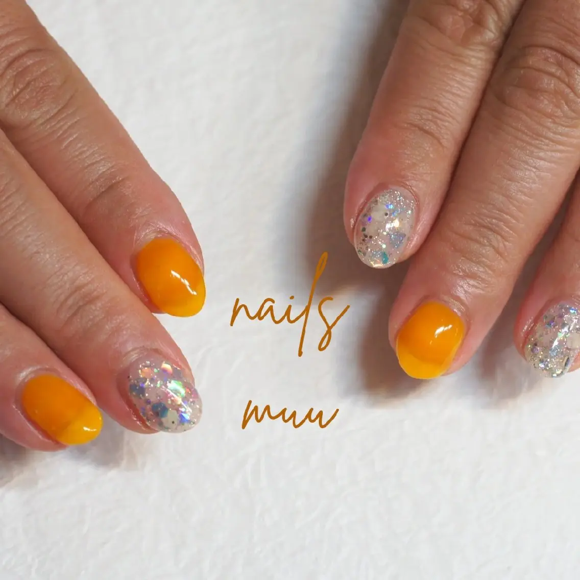 ネイル キラキラネイル 春ネイル 黄色 nails muu まゆのネイルデザイン