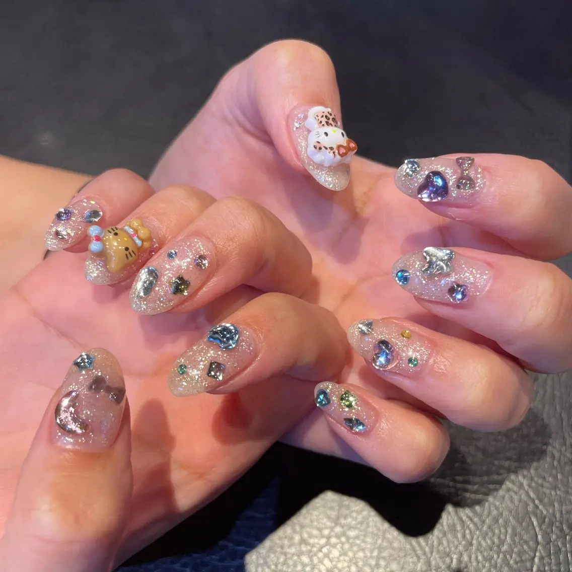 ネイル ブルー チークネイル フラッシュネイル フットネイル ジェルネイル ハンドネイル Sugar. ひかり໒꒱˚.*のネイルデザイン