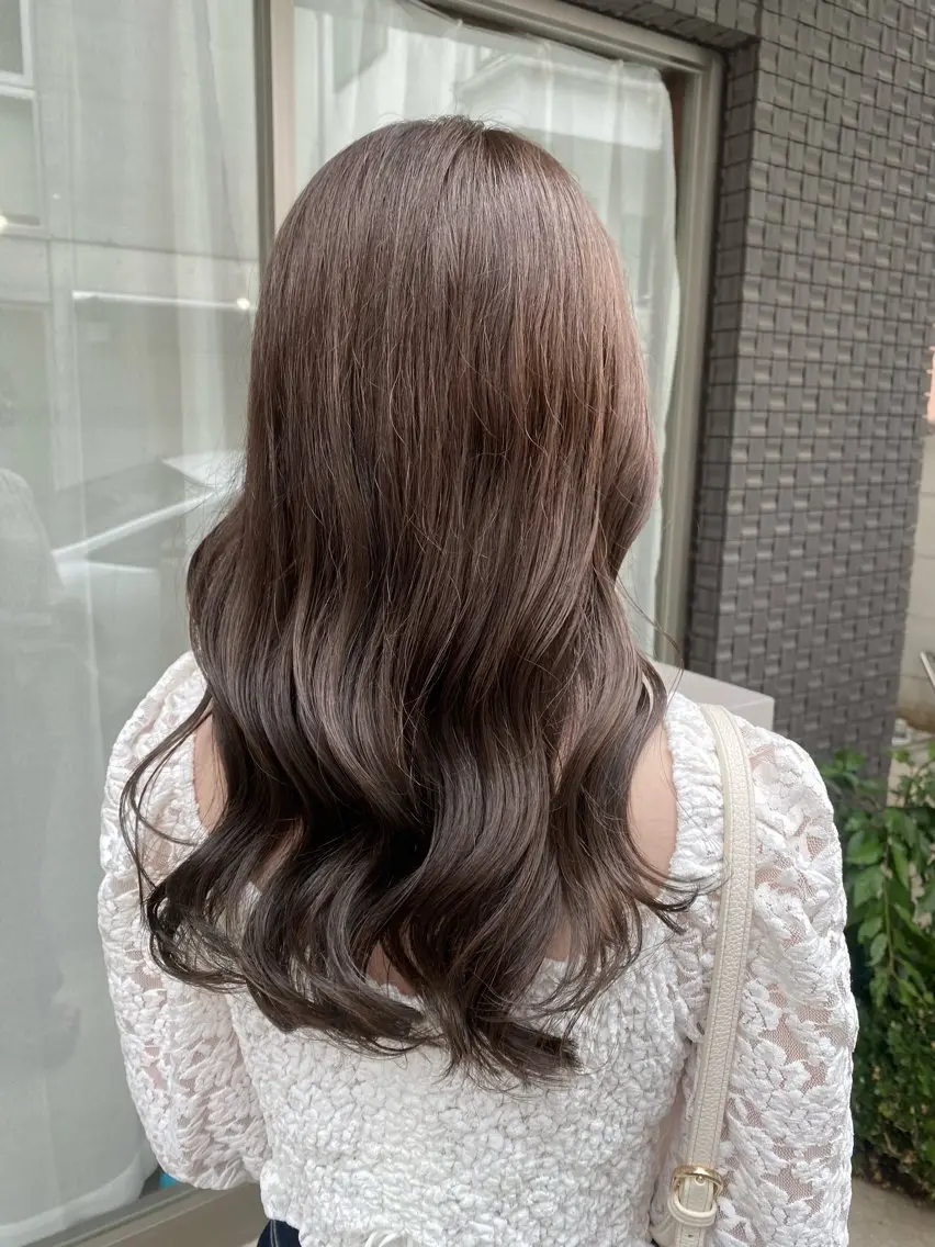 ロング カラー グレージュ カット ヘアカラー トリートメント グレージュ/レイヤー /韓国ヘア/RISAのヘアスタイル