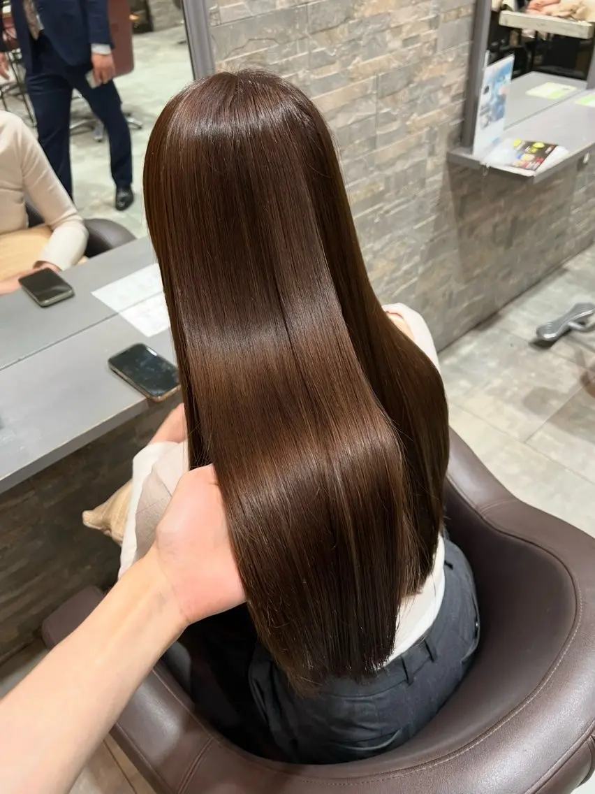ロング カラー ブリーチ 透明感カラー ブリーチなしカラー 梅田 カットモデル募集のヘアスタイル