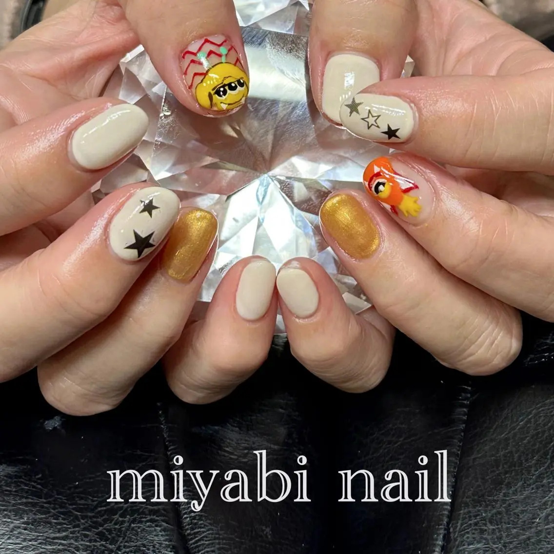 ネイル アートネイル ジェルネイル ゴールド ラメ(グリッター) 持ち込み ハンドネイル miyabi nail 桂川駅近くのネイルデザイン