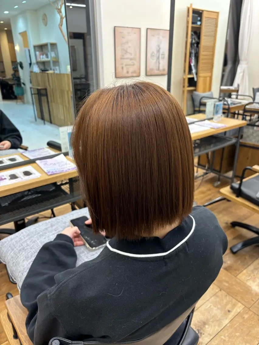 ミディアム パーマ 縮毛矯正 よこやま なぎさのヘアスタイル