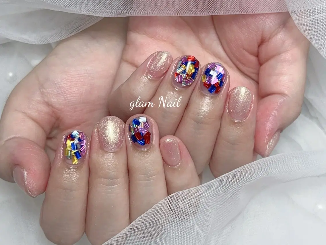 ネイル エツメ💅 長さ出し🎀デザインのネイルデザイン