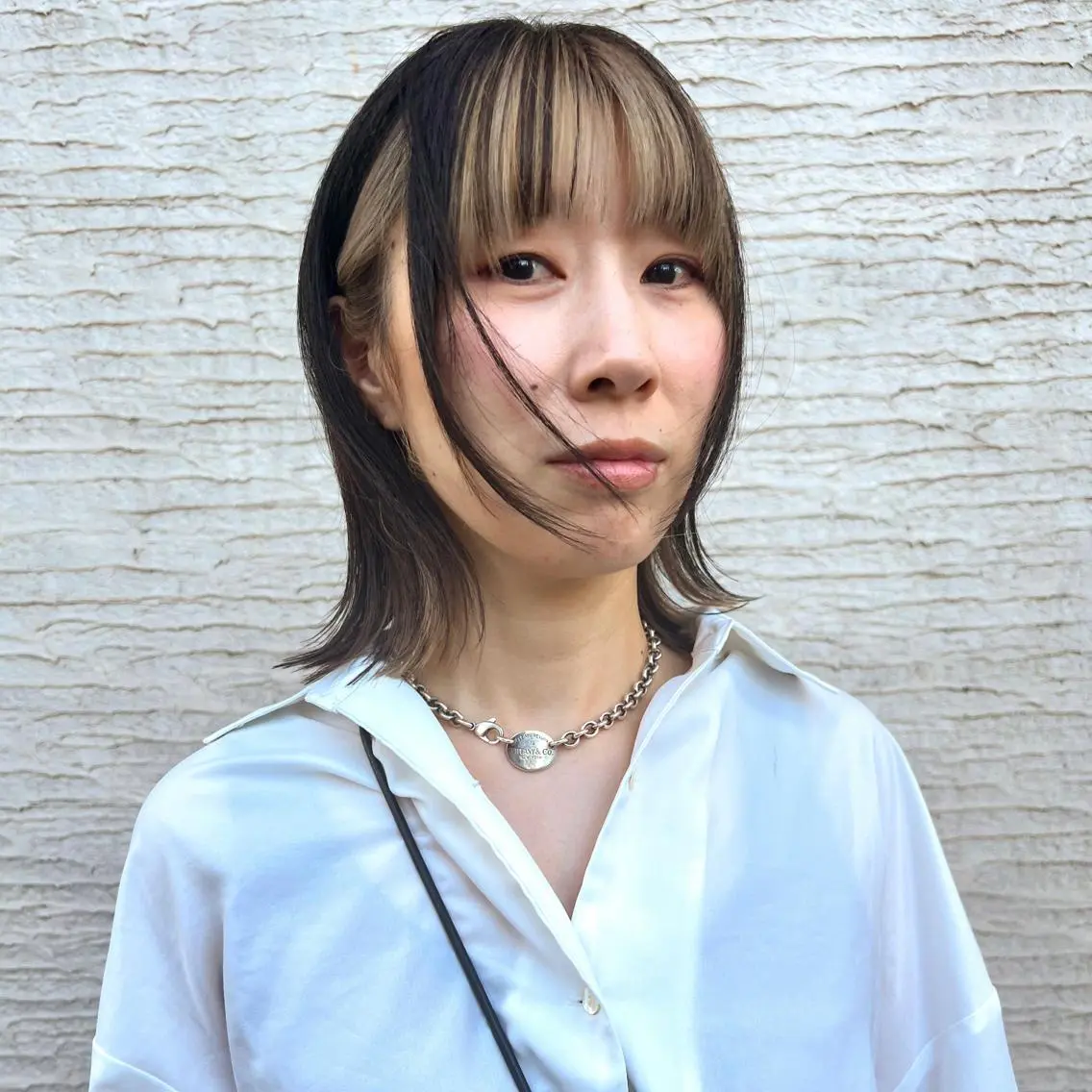 ミディアム 切りっぱなしボブ ボブ くびれヘア 顔まわりレイヤー 顔周りカット 北内 登真のヘアスタイル