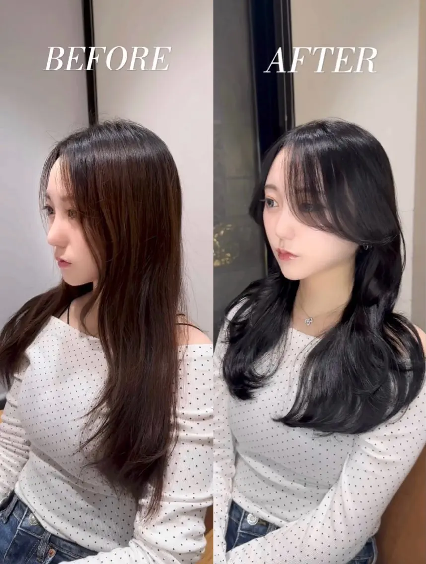 ロング カラー 韓国レイヤーカット 透明感カラー冨田那樹のヘアスタイル
