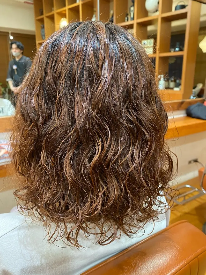 ミディアム パーマ カット パーマ 長澤 しずくのヘアスタイル