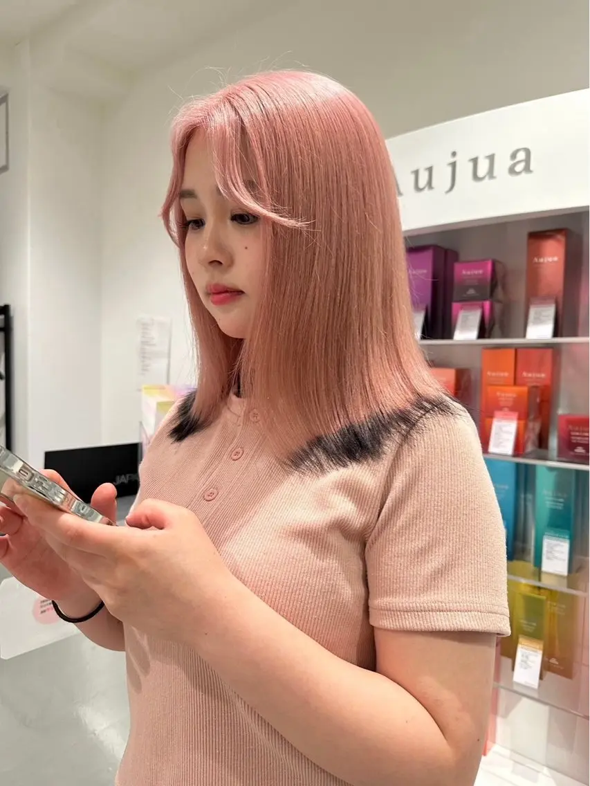 ミディアム パーマ エクステ 髪質改善 韓国風ヘア レイヤーカット トリートメント ヘアカラー JILBLAN京都 ショート/ハイライトのヘアスタイル