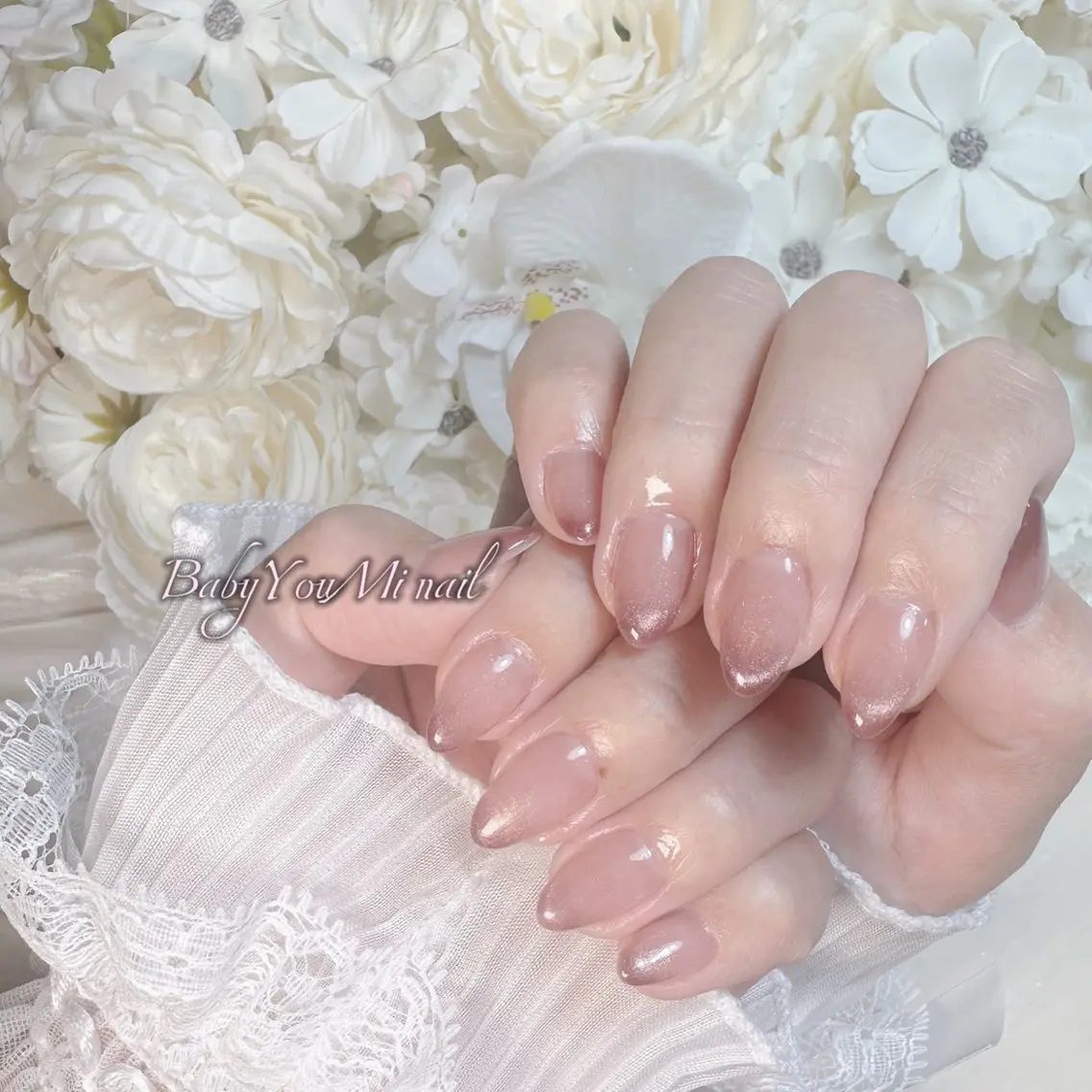ネイル オーロラネイル 成人式 フットネイル フレンチネイル ジェルネイル ハンドネイル BabyYouMi nailのネイルデザイン
