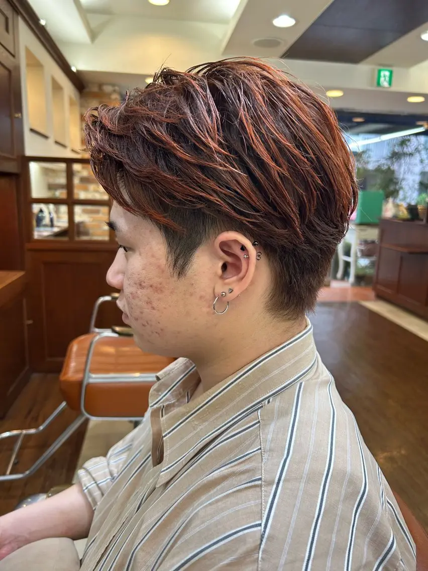 ショート カラー パーマ メンズ カット パーマ トリートメント 大八木 美咲のヘアスタイル