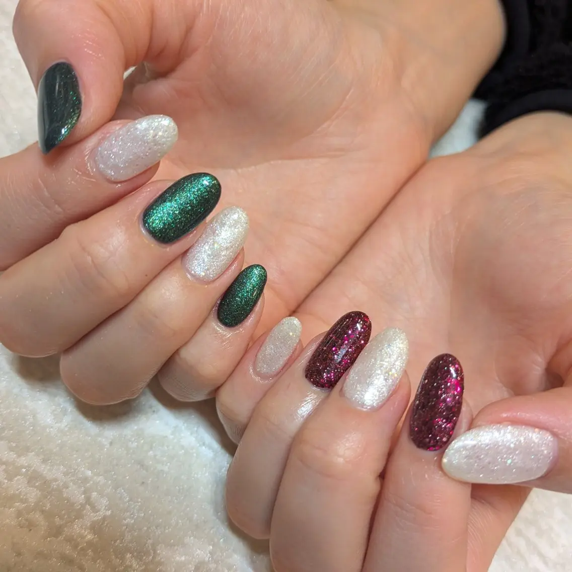 ネイル 冬ネイル クリスマス ジェヌインネイル 河内のネイルデザイン