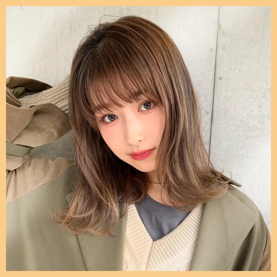 セミロング カラー ヘアアレンジ ベージュカラー ミルクティーベージュ カット ヘアカラー トリートメント ヘッドスパ ヘアセット 💖韓国ヘアの匠 💖TAKUMI💖のヘアスタイル