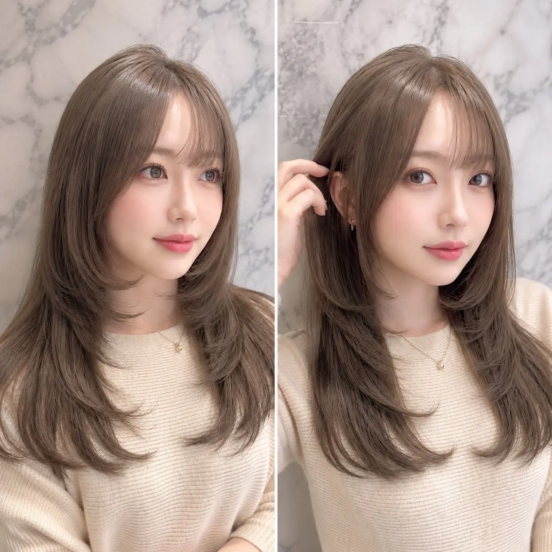 セミロング カット ヘアカラー トリートメント 池田偲乃/上尾🐰 レイヤー/艶カラーのヘアスタイル