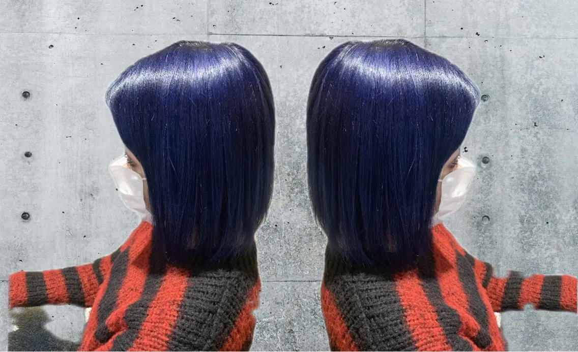 ミディアム カラー ネイビーカラー 韓国風ヘア 韓国🇰🇷 ✂︎hair 内田愛のヘアスタイル