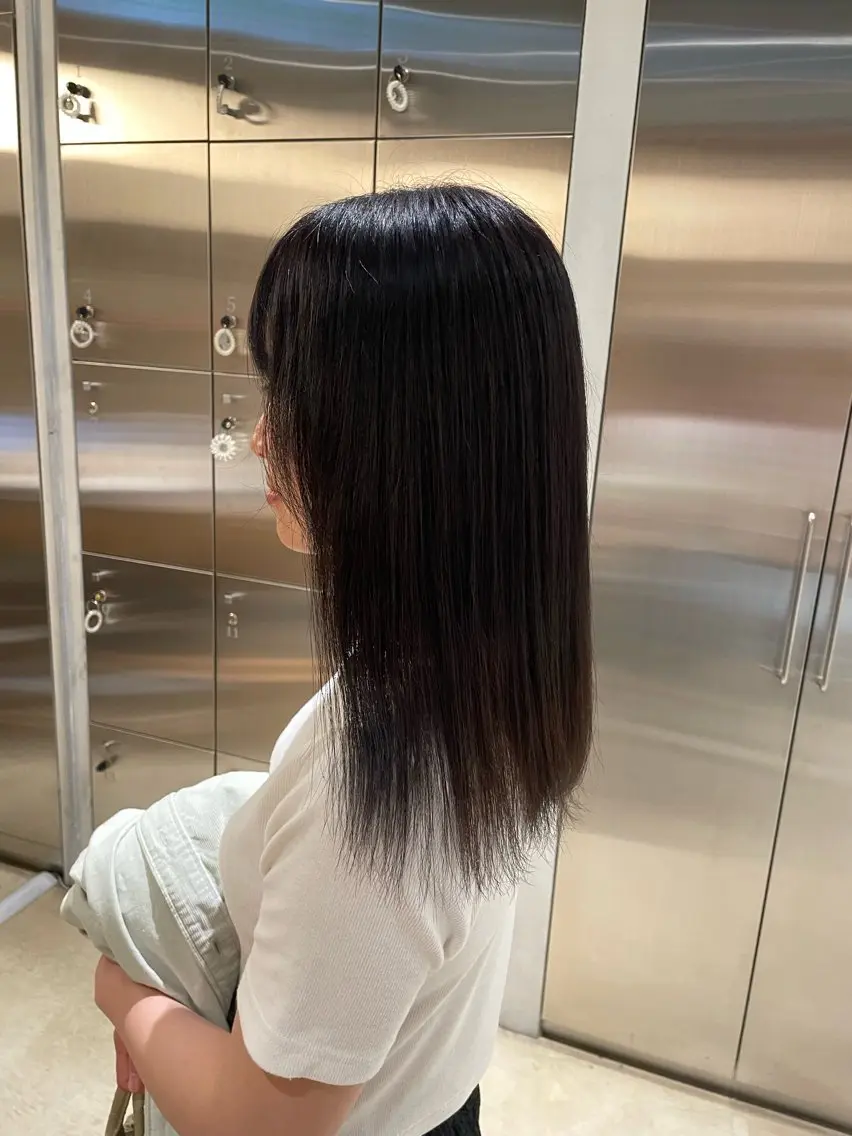 セミロング カラー オレンジ 樋口 花穂のヘアスタイル