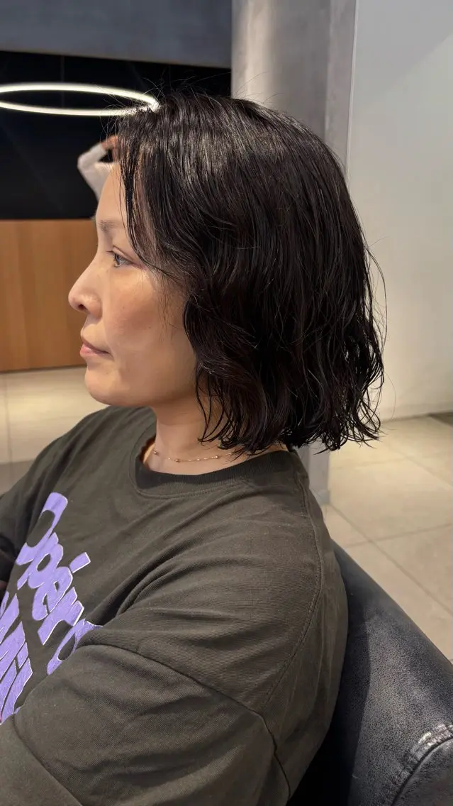 ミディアム カット パーマ KAREN（ému） 伏見/カットモデルのヘアスタイル