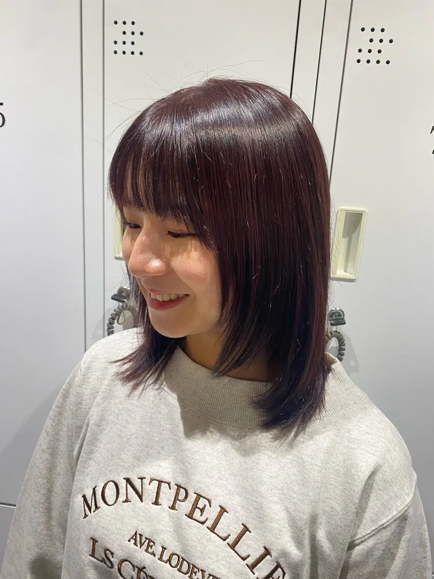 ミディアム カラー ブリーチ ブラウンカラー ブリーチなしカラー ピンクカラー ピンクブラウン カット ヘアカラー ハイトーン/推しカラ ー⛓💜ゆららのヘアスタイル
