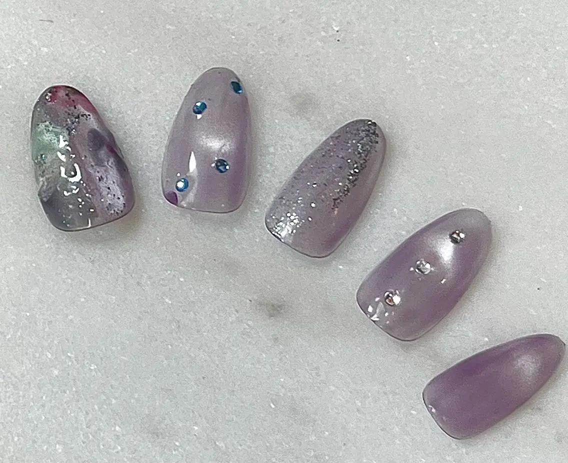 ネイル ブルー ラメ(グリッター) ストーンネイル ハンドネイル 〜Pearl me〜 Michiのネイルデザイン