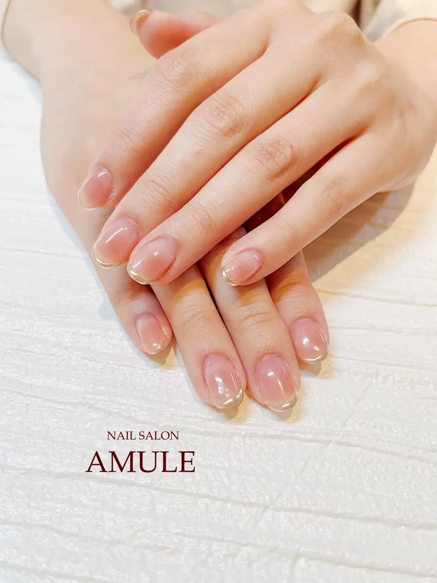ネイル チークネイル フレンチネイル ジェルネイル ミラーネイル NAILSALON AMULEのネイルデザイン