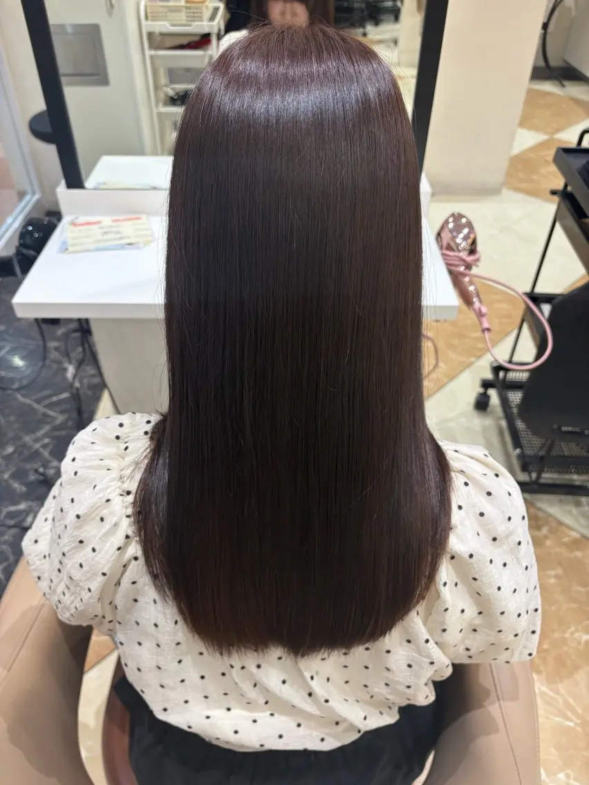 ロング 縮毛矯正 トリートメント 髪質改善カラー なーこ💖🌈のヘアスタイル