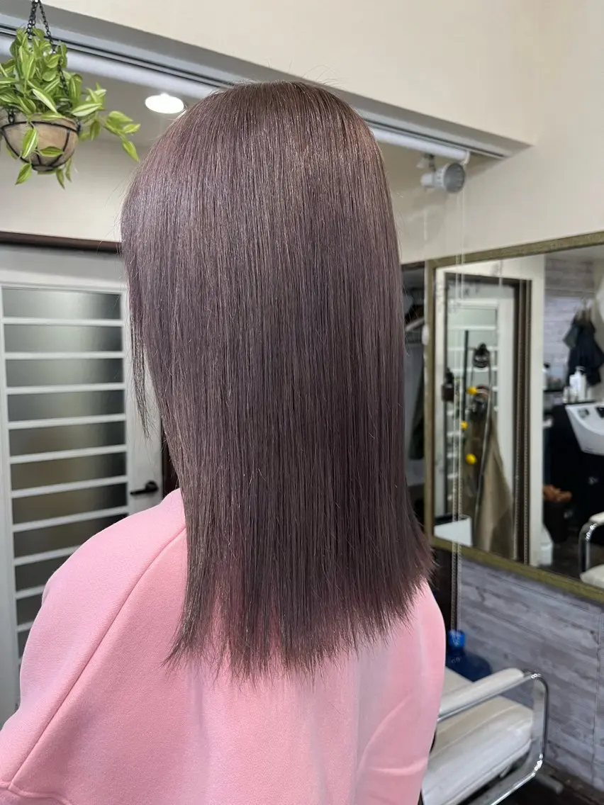 ミディアム カラー ブリーチ ブラウンカラー ラベンダーカラー ラベンダーブラウン ヘアカラー 渡辺 健太のヘアスタイル