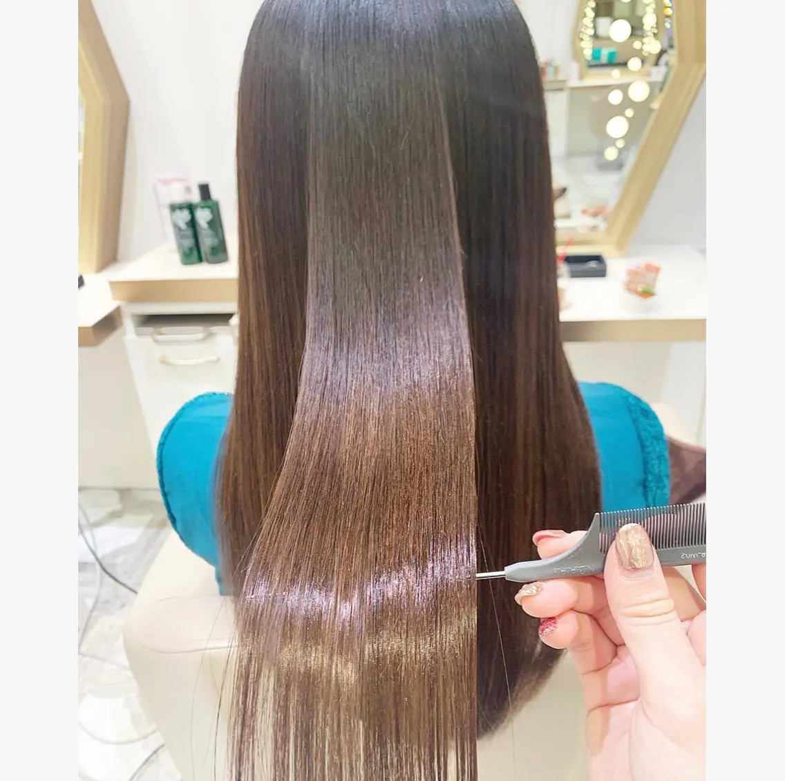 ロング カット 縮毛矯正 トリートメント 💙美髪救世主💙 関華蓮のヘアスタイル