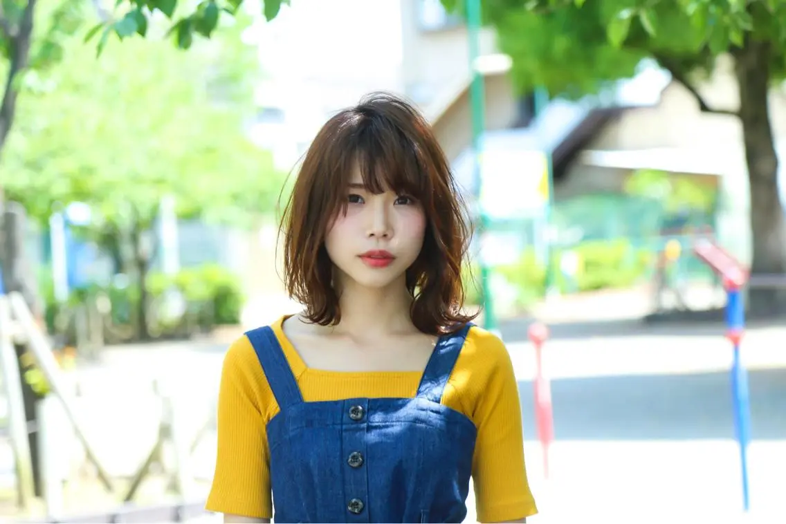 セミロング カラー パーマ ヘアアレンジ TAI透明カラー 柔らかい縮毛矯正のヘアスタイル