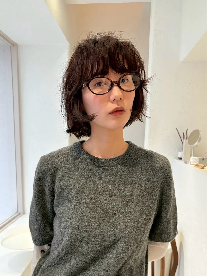 パーマ ボブ ニュアンスパーマ iwami rena /Nary河原町のヘアスタイル